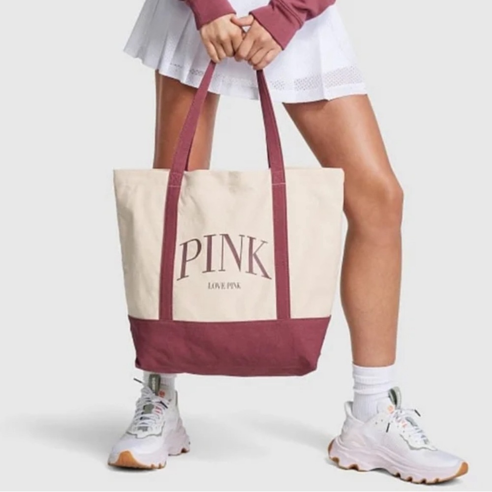 PINK Victoria's Secret NEW cotton canvas zip Tote